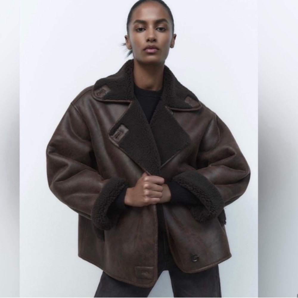 ZARA double faced brown coat NWT